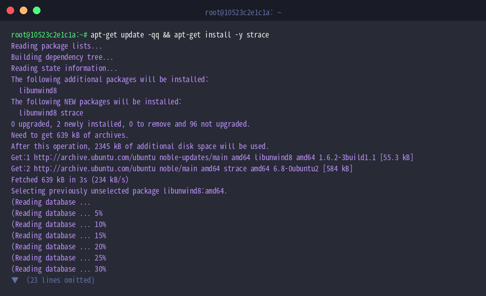 Installing strace package on Ubuntu