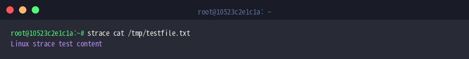 Tracing cat execution via strace