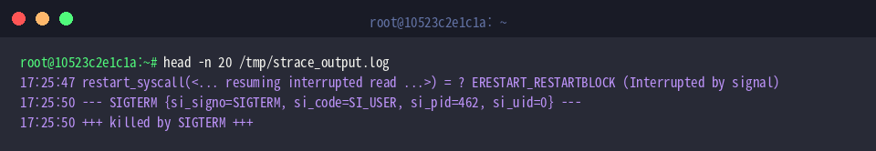Reviewing captured strace trace file