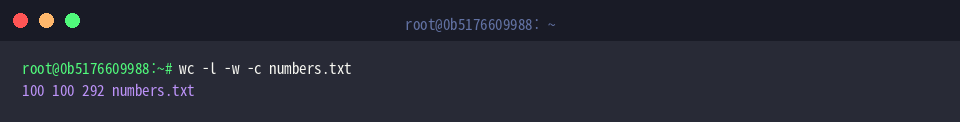 Compute stream metrics with wc