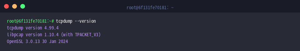 Checking tcpdump version and libpcap support
