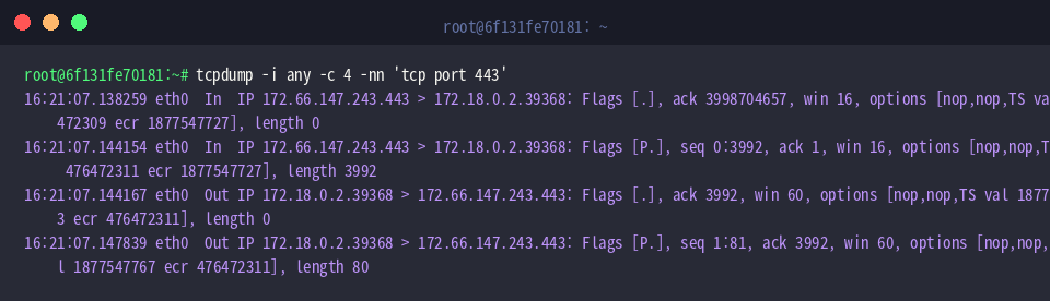 Filtering TCP port 443 HTTPS traffic with tcpdump