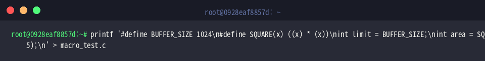 Writing sample C code with macro definitions
