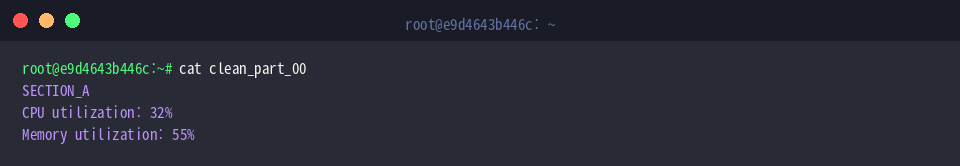 Inspect content of first sanitized split