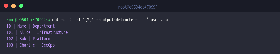 Custom output delimiter
