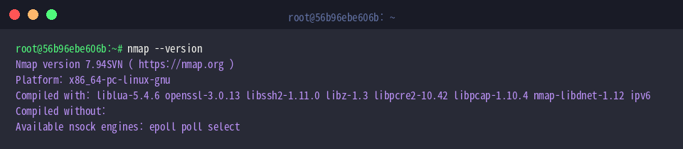 Checking installed Nmap binary version