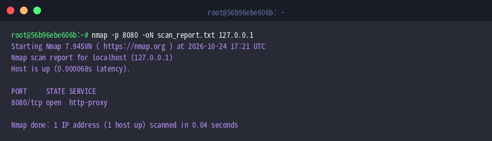 Saving scan results to a plain text file using -oN