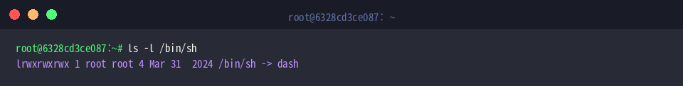 Inspecting the /bin/sh symlink target