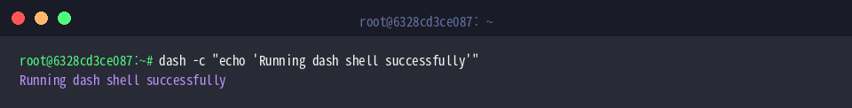 Executing a command string using dash -c