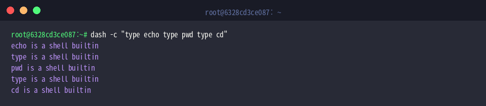 Validating internal shell built-in utilities