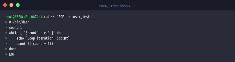Creating posix_test.sh with POSIX syntax