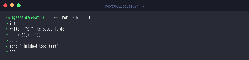 Writing 50000 iteration benchmark script