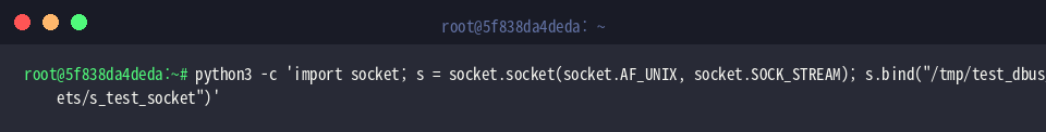 Binding temporary UNIX socket using inline Python snippet