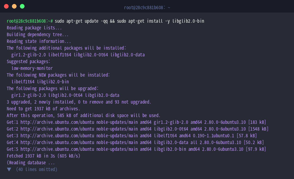 libglib2.0-binパッケージのインストール