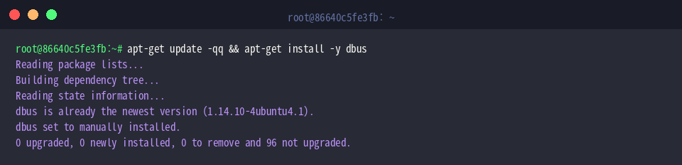 dbusパッケージの更新とインストール
