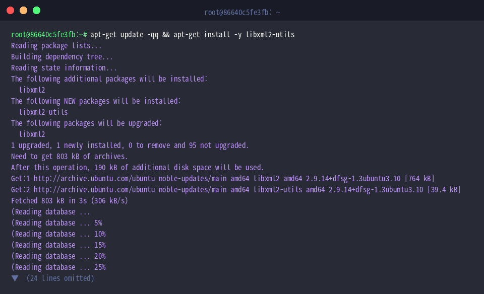 libxml2-utilsパッケージのインストール